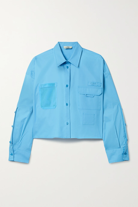 유럽직배송 펜디 FENDI Cropped mesh-trimmed cotton-poplin shirt 10163292707021797