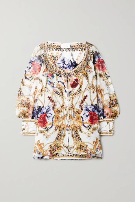 유럽직배송 카밀라 블라우스 CAMILLA Crystal-embellished printed silk crepe de chine blouse 27086482324433895