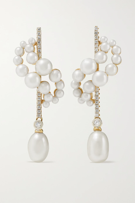 유럽직배송 MATEO 14-karat gold, pearl and diamond earrings 11452292646124769