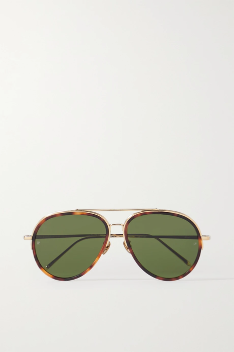 유럽직배송 린다페로우 LINDA FARROW Abel tortoiseshell acetate and gold-tone aviator-style sunglasses 13452677149790666