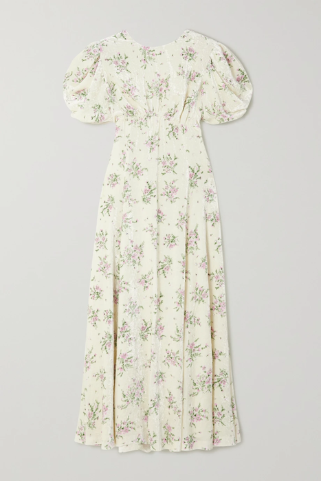 유럽직배송 미우미우 MIU MIU Open-back crystal-embellished floral-print velvet midi dress 17428787259404406