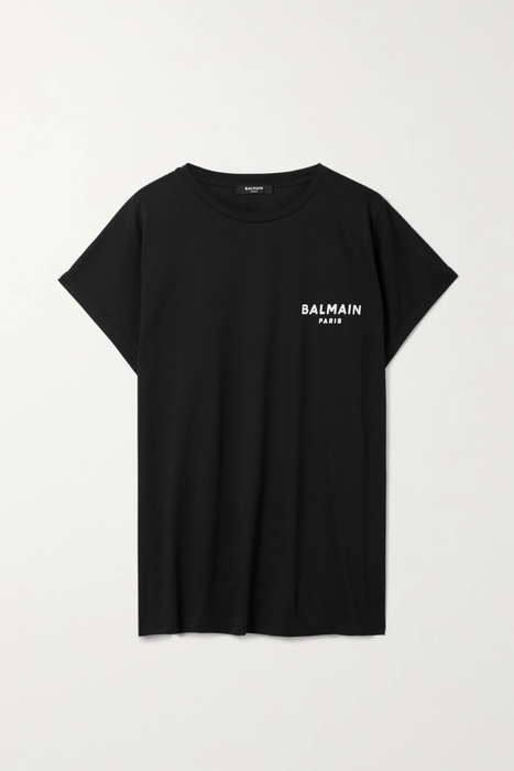 유럽직배송 발망 BALMAIN Flocked cotton-jersey T-shirt 11452292645941245