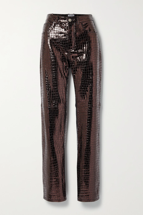 유럽직배송 아티코 팬츠 THE ATTICO Metallic croc-effect leather straight-leg pants 24772899113298395