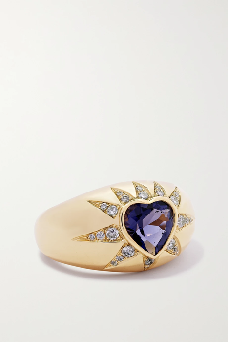 유럽직배송 SORELLINA Sunburst Heart 18-karat gold, iolite and diamond ring 20346390235681896