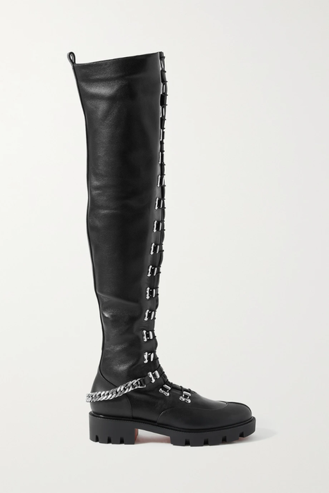 유럽직배송 크리스찬루부탱 CHRISTIAN LOUBOUTIN Horse chain-embellished leather over-the-knee boots 11452292647327648