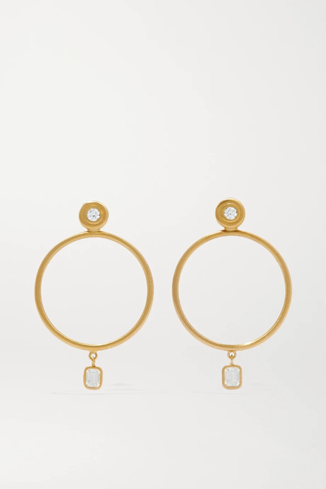 유럽직배송 OCTAVIA ELIZABETH + NET SUSTAIN Sanded 18-karat gold diamond hoop earrings 17476499599567363