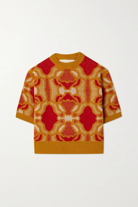 유럽직배송 LUKHANYO MDINGI + The Vanguard cropped metallic jacquard-knit wool-blend sweater 20346390235883136