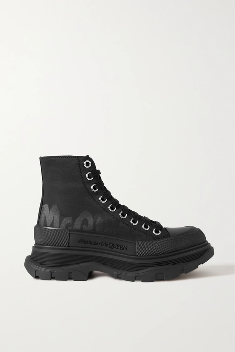 유럽직배송 알렉산더맥퀸 ALEXANDER MCQUEEN Printed canvas and rubber exaggerated-sole ankle boots 25185454456151149