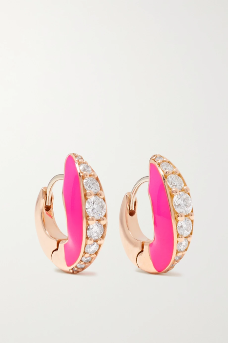 유럽직배송 멜리사케이 귀걸이 MELISSA KAYE Remi 18-karat gold, diamond and enamel earrings 32027475399491470