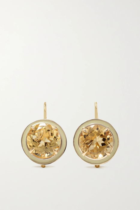 유럽직배송 ALISON LOU 14-karat gold, citrine and enamel earrings 18706561955694161