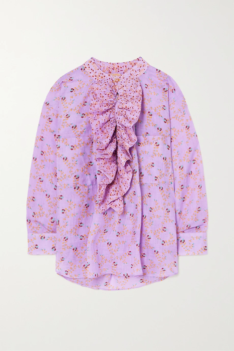 유럽직배송 YVONNE S Ruffled floral-print linen blouse 27086482324418659