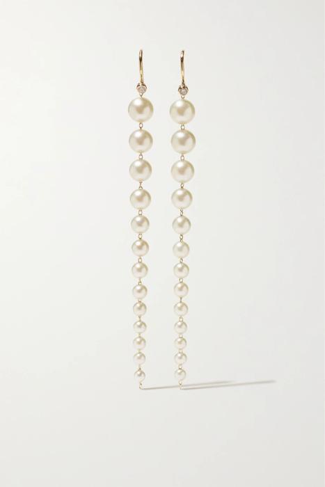 유럽직배송 미즈키 귀걸이 MIZUKI 14-karat gold, pearl and diamond earrings 25185454457041148