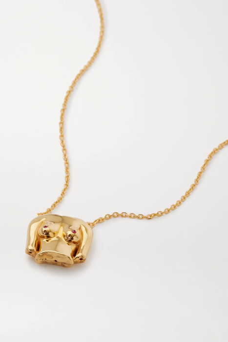 유럽직배송 ANISSA KERMICHE Rubies Boobies gold-plated ruby necklace 30828384629494853