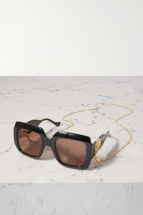 유럽직배송 구찌 선글라스 GUCCI EYEWEAR Oversized embellished square-frame acetate and gold-tone sunglasses 27086482324299988
