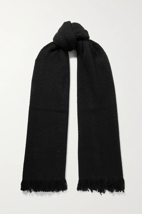 유럽직배송 로로피아나 LORO PIANA Fringed metallic cashmere-blend scarf 15546005222055295