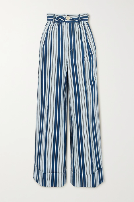 유럽직배송 미우미우 MIU MIU Cropped striped cotton-twill wide-leg pants 31432202865463521