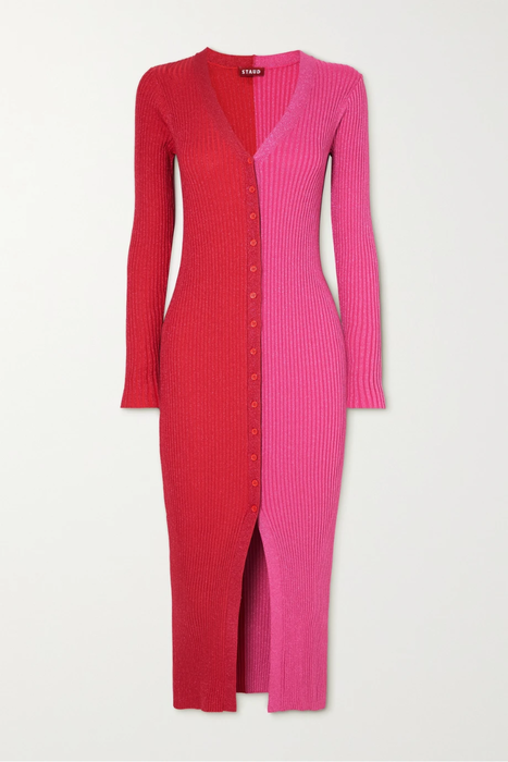 유럽직배송 스타우드 STAUD Shoko two-tone metallic ribbed-knit dress 24772899113108447
