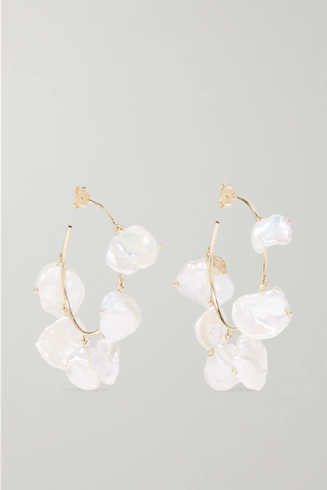 유럽직배송 CHARMS COMPANY Pearls of Joy medium 14-karat gold pearl hoop earrings 17957409490480454
