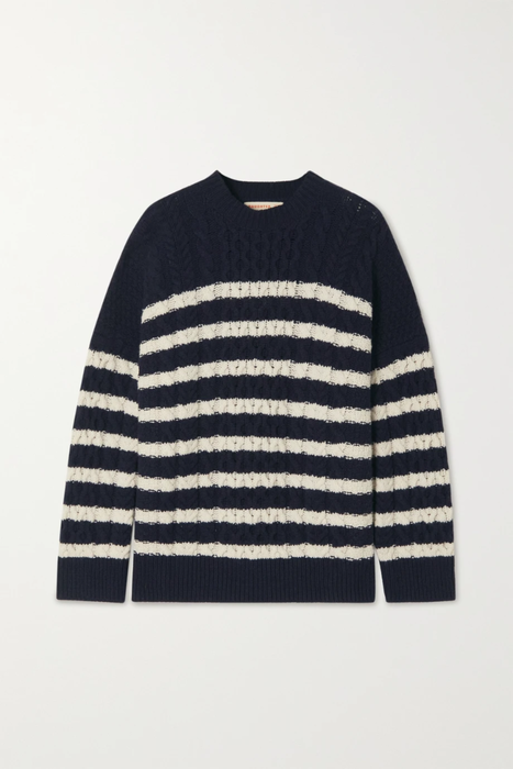 유럽직배송 &amp;DAUGHTER + NET SUSTAIN Ina striped cable-knit wool turtleneck sweater 27086482323073795