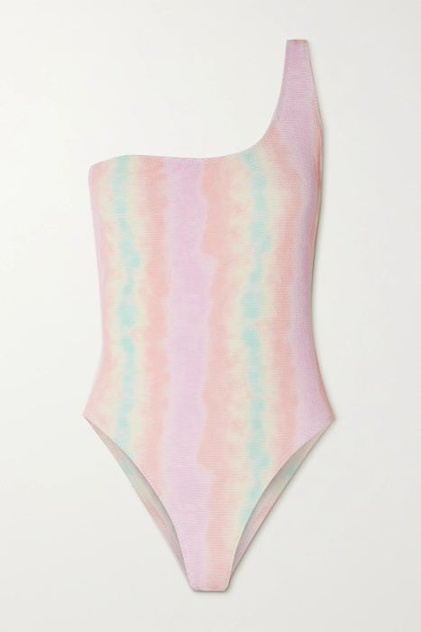 유럽직배송 LESLIE AMON Jane one-shoulder tie-dyed seersucker swimsuit 27086482324409848