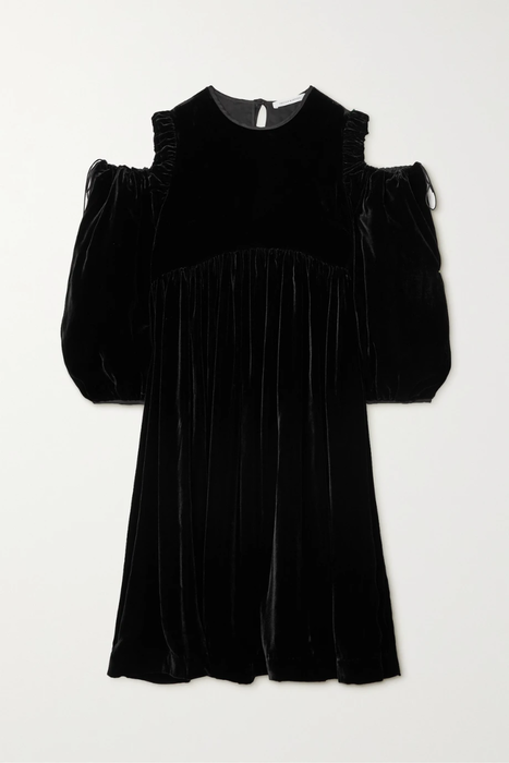 유럽직배송 세실리에반센 원피스 CECILIE BAHNSEN Julius cold-shoulder pleated velvet dress 18706561956135626