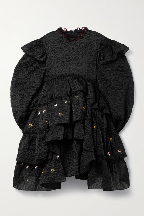 유럽직배송 시몬로샤 SIMONE ROCHA Bead-embellished ruffled embroidered cloqué dress 15546005222103087