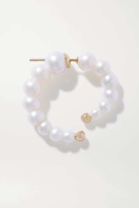 유럽직배송 ANISSA KERMICHE Pearl Swirl 14-karat gold pearl single earring 30828384629494935