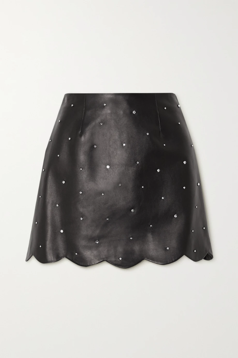 유럽직배송 미우미우 MIU MIU Crystal-embellished leather mini skirt 31432202865464008