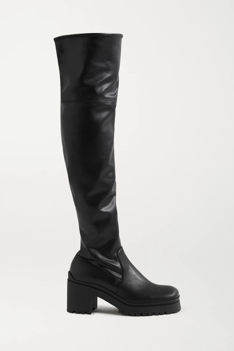 유럽직배송 미우미우 MIU MIU Leather platform over-the-knee boots 31432202865025773