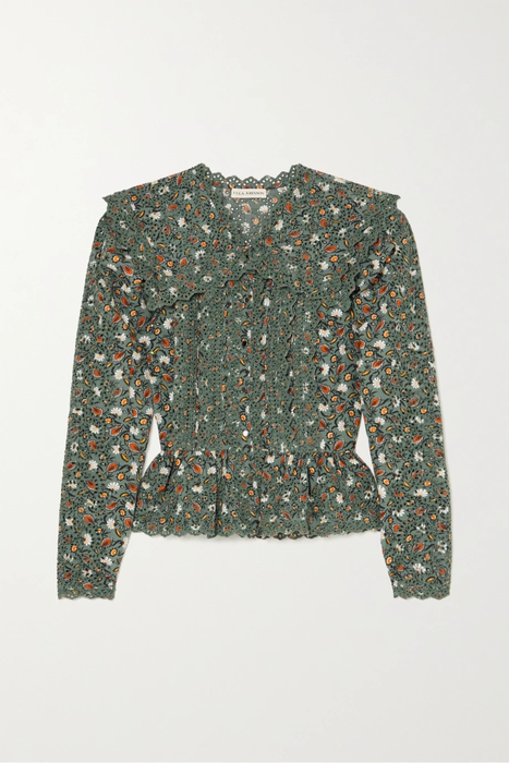 유럽직배송 울라존슨 블라우스 ULLA JOHNSON Mina floral-print broderie anglaise cotton-poplin blouse 24772899113103014