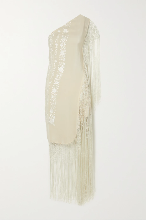 유럽직배송 코너아이브스 원피스 CONNER IVES + The Vanguard fringed embroidered silk-blend crepe midi dress 33258524072170541