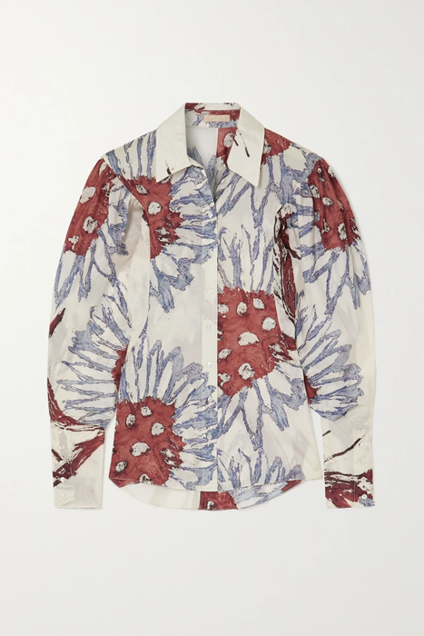 유럽직배송 알라이아 셔츠 ALAÏA Floral-print silk-habotai shirt 31432202865024989