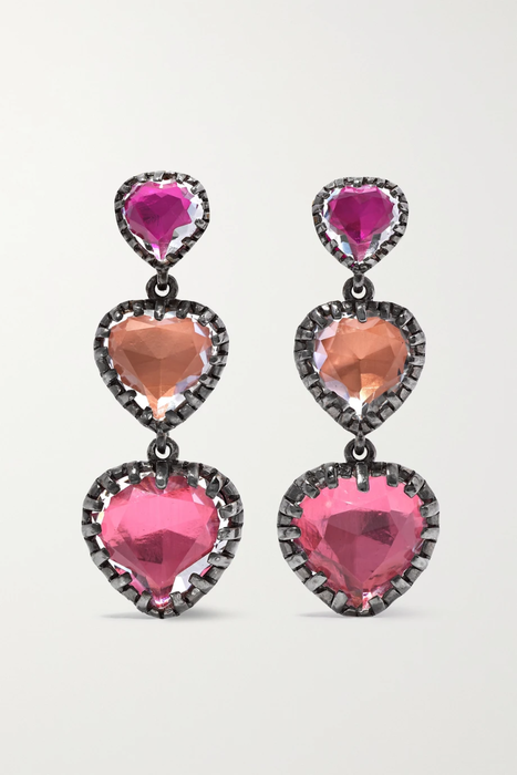 유럽직배송 LARKSPUR &amp; HAWK Valentina I Love NY rhodium-dipped quartz earrings 16114163150907955