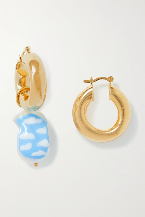 유럽직배송 MARTHA CALVO Sunset Drive gold-plated pearl hoop earrings 25185454456701064