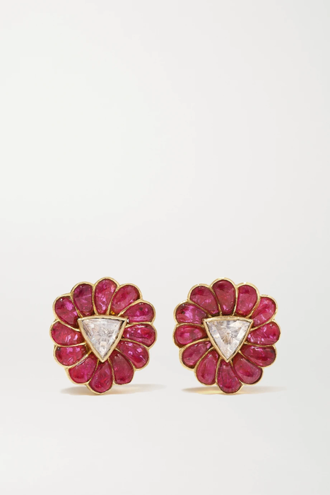 유럽직배송 암라팔리 귀걸이 AMRAPALI 18-karat gold, ruby and diamond earrings 46353151654501439