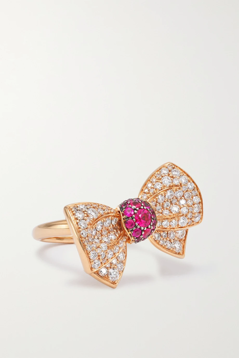 유럽직배송 데이비드 모리스 반지 DAVID MORRIS Beaux Medium 18-karat rose gold, diamond and ruby ring 29419655931484156