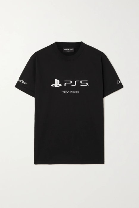 유럽직배송 발렌시아가 BALENCIAGA + PlayStation printed cotton-jersey T-shirt 11452292645994641