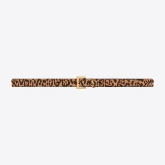 유럽직배송 입생로랑 SAINT LAURENT MONOGRAM Narrow belt with square buckle in leopard-print pony-effect leather 5544651VI0W2094