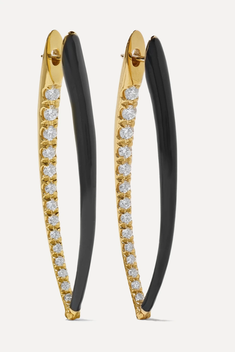 유럽직배송 멜리사케이 귀걸이 MELISSA KAYE Cristina large 18-karat gold, enamel and diamond earrings 17428787259244587