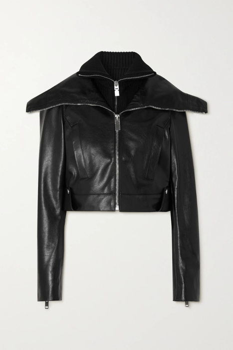유럽직배송 지방시 자켓 GIVENCHY Cropped leather and ribbed-knit jacket 16114163151087323
