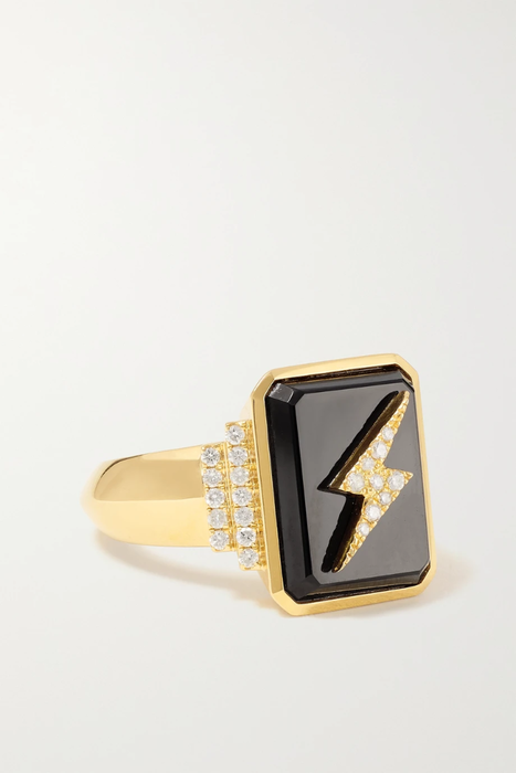 유럽직배송 SORELLINA 18-karat gold, onyx and diamond signet ring 11452292647451325