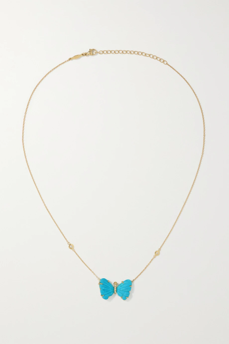 유럽직배송 잭키에이슈 목걸이 JACQUIE AICHE Bubble Butterfly 14-karat gold, turquoise and diamond necklace 17411127376974833