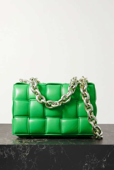 유럽직배송 보테가베네타 BOTTEGA VENETA Cassette chain-embellished padded intrecciato leather shoulder bag 18706561955415397