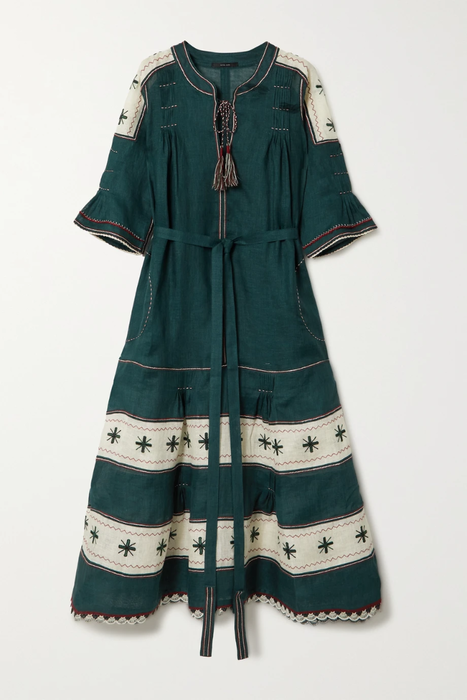 유럽직배송 비타 킨 원피스 VITA KIN Salma belted embroidered linen-gauze maxi dress 17411127377163935