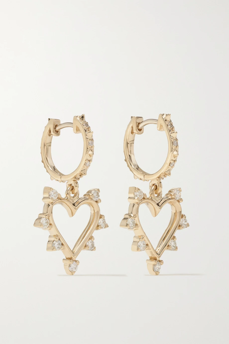 유럽직배송 MARLO LAZ Open Heart 14-karat gold diamond earrings 16114163150517822
