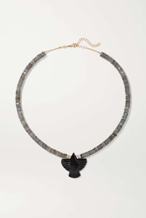 유럽직배송 JACQUIE AICHE Thunderbird 14-karat gold multi-stone necklace 28591670266443073