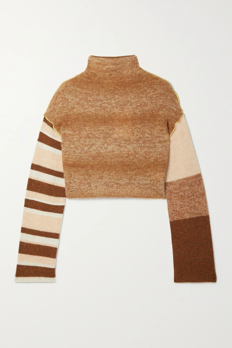 유럽직배송 아크네스튜디오 스웨터 ACNE STUDIOS Cropped patchwork knitted turtleneck sweater 24772899113099876