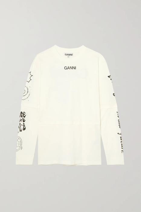 유럽직배송 가니 GANNI + NET SUSTAIN layered printed organic cotton-jersey top 24665545640540016