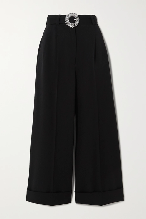 유럽직배송 미우미우 MIU MIU Crystal-embellished belted wool-blend wide-leg pants 31432202865463505