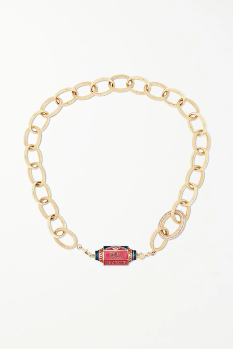 유럽직배송 마리 리히텐베르크 목걸이 MARIE LICHTENBERG Eye Will 14-karat gold, enamel, diamond and pearl necklace 15546005222041144